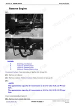 john-deere-5038d-to-5204-tractors-technical-manual-tm2041-procedures-78.webp John Deere 5038D, 5103, 5103E, 5103S, 5104, 5203, 5204 engine removal procedure showing hydraulic steering line connections.