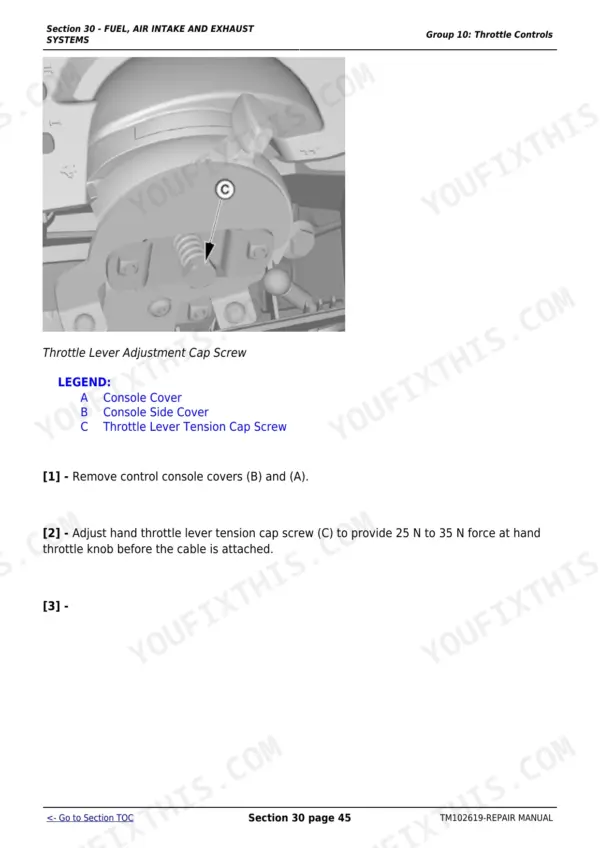 John Deere 5065M repair - Section 30 - FUEL, AIR INTAKE AND EXHAUST