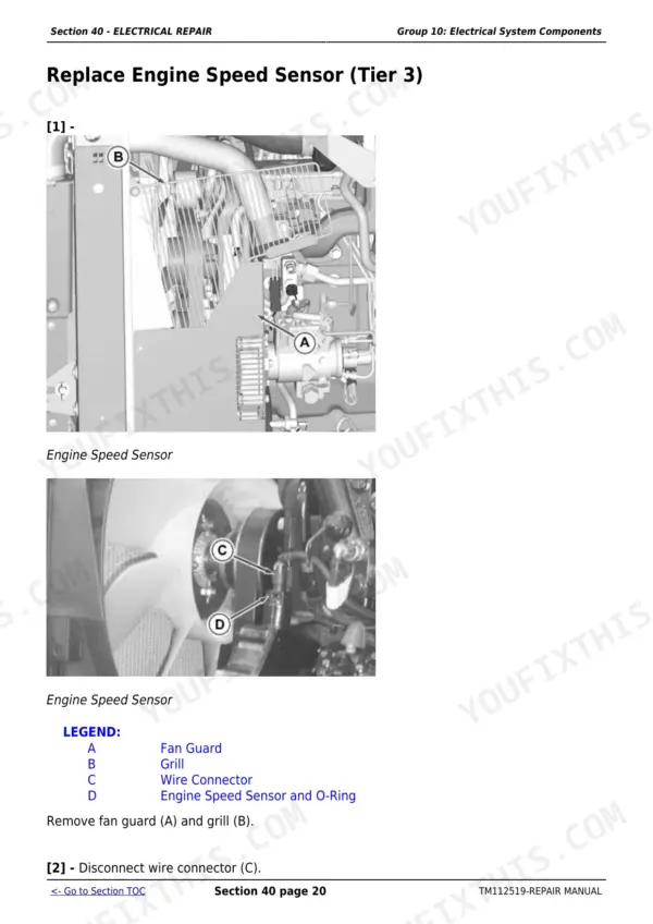 John Deere 5083E repair - Section 40 - ELECTRICAL REPAIR