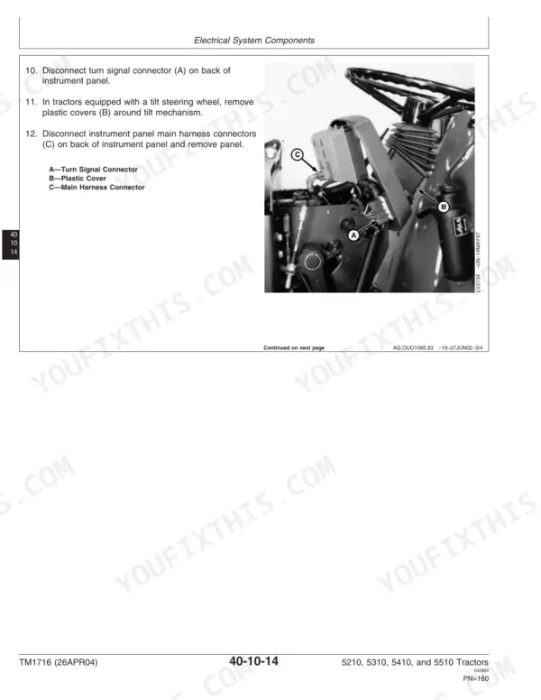 John Deere 5210 repair - Electrical System Components