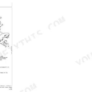 John Deere 5220, 5320, 5420, 5520 front wiring harness diagram for 3-cylinder engines with component identification list.