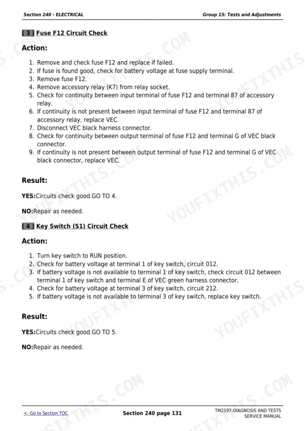 John Deere 5225 diagnostic - Section 240 - ELECTRICAL