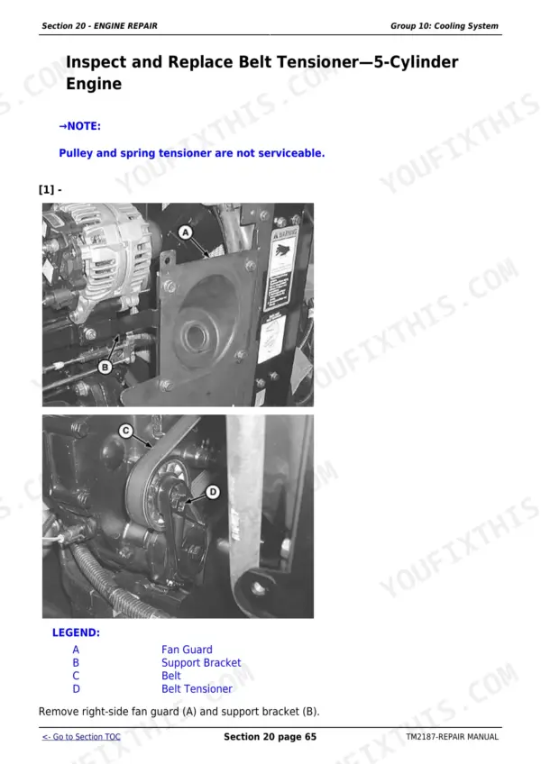 John Deere 5225 repair - Section 20 - ENGINE REPAIR
