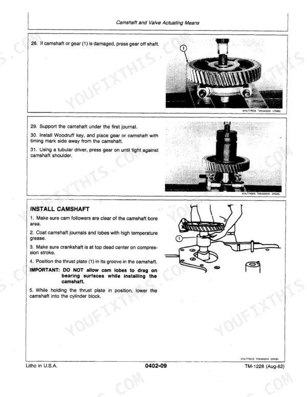 John Deere 544C repair - Camshaft and Valve Actuating Means