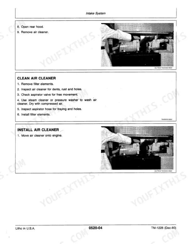 John Deere 544C repair - Intake System