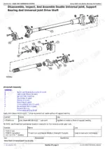 john-deere-544e-to-644e-4wd-loaders-repair-manual-tm1414-exploded-view-74.webp John Deere 544E, 544E LL, 544E TC, 624E, 644E exploded view of universal joint drive shaft and support bearing assembly.