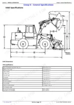 john-deere-544e-to-644e-4wd-loaders-repair-manual-tm1414-specs-23.webp John Deere 544E, 544E LL, 544E TC, 624E, 644E loader dimension diagram and general specifications table.