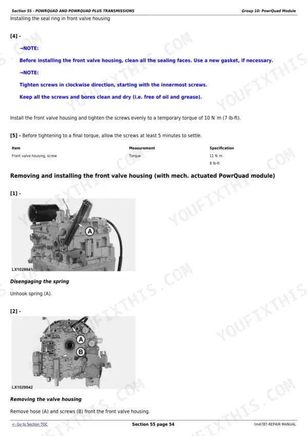 John Deere 5620 repair - Section 55 - POWRQUAD AND POWRQUAD PLUS TRANSMISSIONS