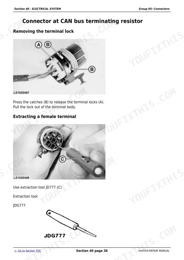 John Deere 6010 repair - Section 40 - ELECTRICAL SYSTEM