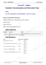john-deere-6105d-to-6140d-tractors-repair-manual-tm607219-specs-67.webp John Deere 6105D, 6115D, 6130D, 6140D engine repair manual page listing essential tools, material, and torque specifications.