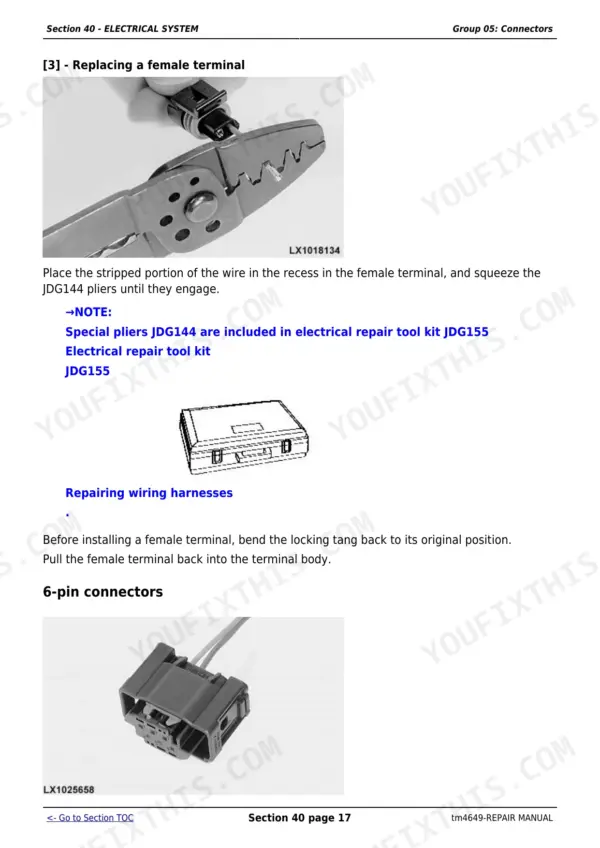 John Deere 6215 repair - Section 40 - ELECTRICAL SYSTEM