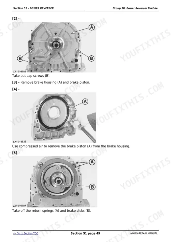 John Deere 6215 repair - Section 51 - POWER REVERSER