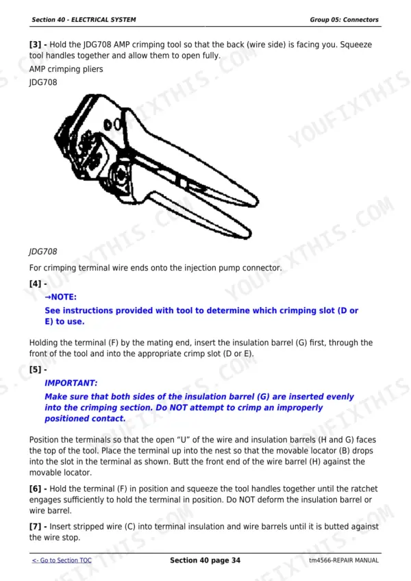 John Deere 6810 repair - Section 40 - ELECTRICAL SYSTEM