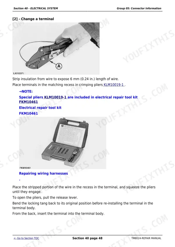 John Deere 6830 repair - Section 40 - ELECTRICAL SYSTEM