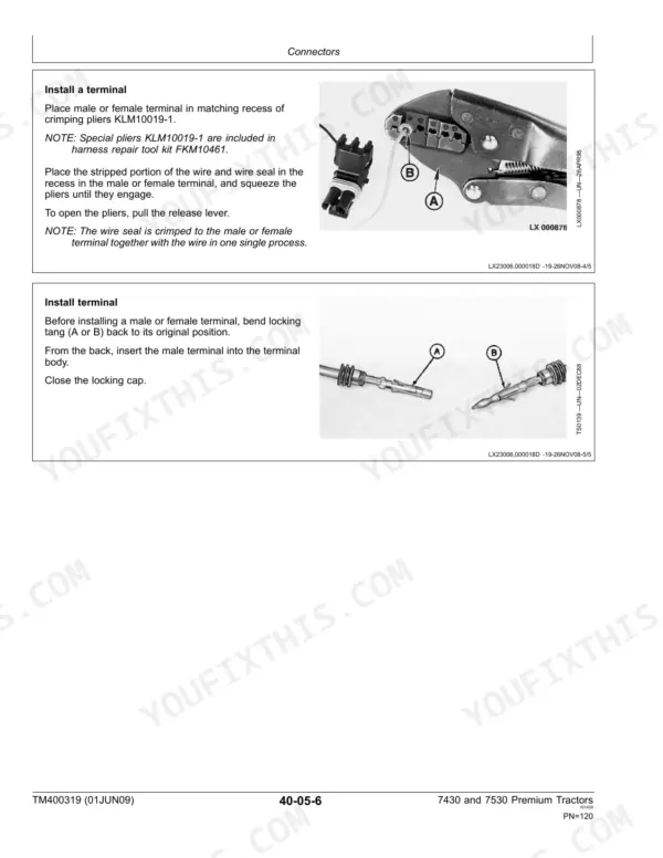 John Deere 7430 Premium repair - Connectors