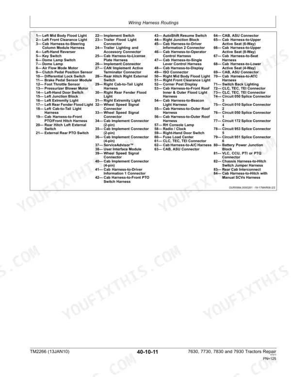 John Deere 7630 repair - Wiring Harness Routings