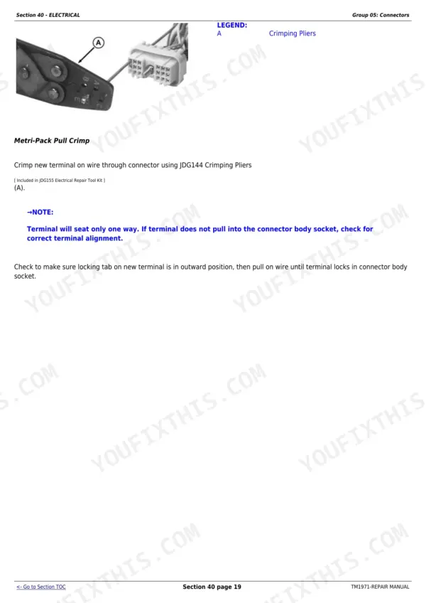 John Deere 8120T repair - Section 40 - ELECTRICAL