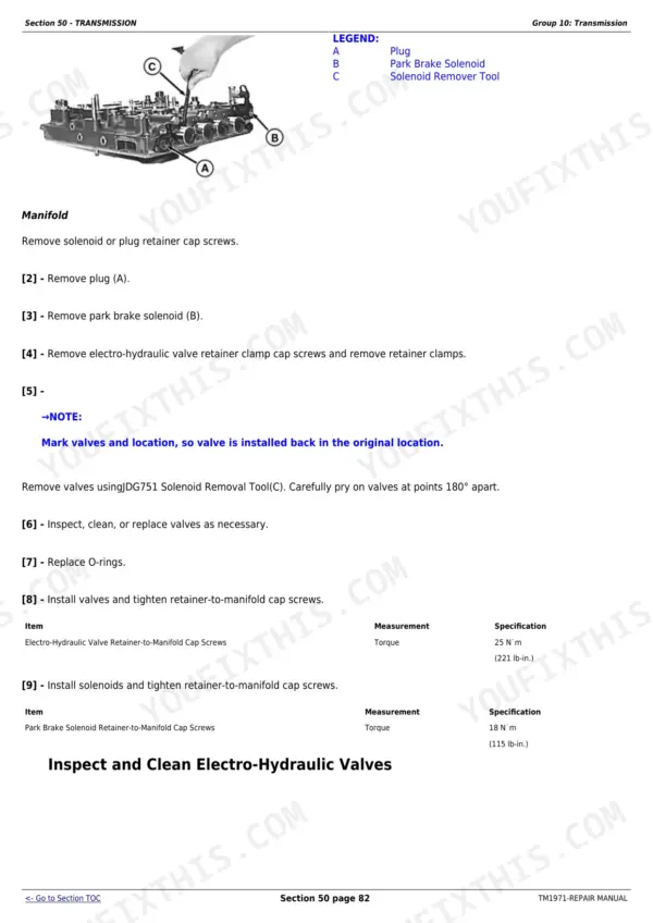 John Deere 8120T repair - Section 50 - TRANSMISSION