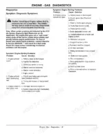 john-deere-825i-xuv-gator-utility-vehicle-technical-manual-tm107119-troubleshooting-41.webp John Deere 825i gas engine diagnostics table for starting problems, including crank, no-start, and cold start issues.