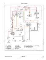 John Deere E100-E180 wiring diagram showing key switch, fuel solenoid, ignition coils, and starting motor circuit.
