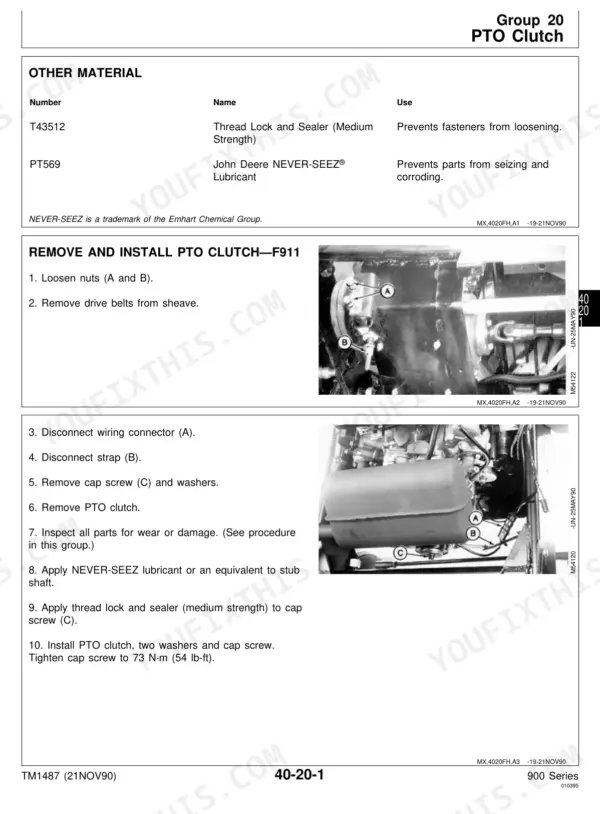 John Deere F911 repair - Group 20