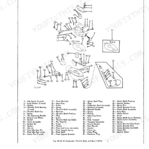 John Deere JD450, JD450 Crawler Tractors, JD450 Crawler Loaders Marvel-Schebler carburetor exploded view diagram.