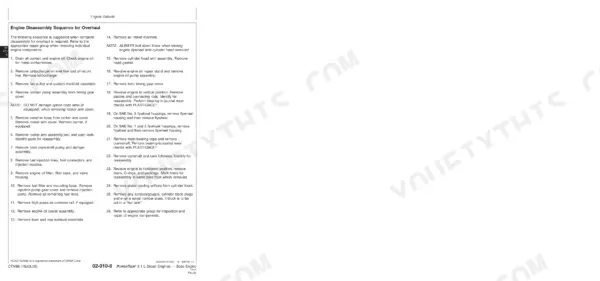 John Deere POWERTECH 8.1 L Diesel Engines (6081) engine disassembly sequence for overhaul procedure steps 1 through 26.