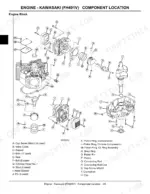 john-deere-x300-to-x360-select-series-tractors-technical-manual-tm2308-exploded-view-30.webp John Deere X300, X304, X320, X324, X340, X360 Kawasaki FH491V engine block exploded view component diagram.
