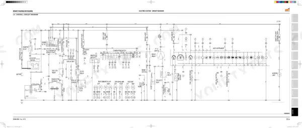 Kioti DS4110(HS), DS4510(HS) overall electric system circuit diagram showing battery, starter, relays, and instrument cluster