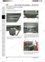 kioti-mechron-2200-utility-vehicle-workshop-manual-suuv-w00-procedures-90.webp Kioti MECHRON 2200 engine removal procedure: battery, radiator drain, and seat removal steps with component photos.