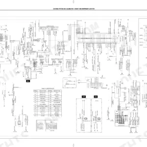 Kioti RX6020C(PC), RX6620C(PC), RX7320C(PC), RX7620C(PC) overall electrical wiring diagram, cabin and bonnet fuse box tables.
