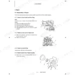 Kobelco SK08 engine disassembly procedures for nozzle, glow plug, cylinder head cover, oil pipe, and water pump assembly.