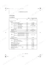 kobelco-sk08-mini-excavator-shop-manual-s5pt0009e01-specs-25.webp Kobelco SK08 technical data table showing machine dimensions, traveling performance, and work performance specifications.