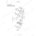 Kobelco SK25SR-6 engine cylinder head components exploded view diagram showing valves, springs, and head gasket.