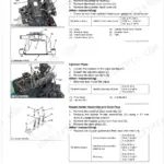 Kubota L3200, L3800 engine cylinder head, injection pipe, and nozzle holder disassembly and torque specifications.
