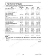 Kubota L3200 engine tightening torque specifications table for bolts, nuts, and screws in N-m, kgf-m, and ft-lbs.