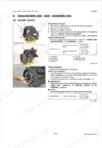 Kubota L3240, L3540, L4240, L5240, L5740 engine outer parts disassembly, clutch assembly procedures, and torque tables.