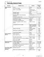 Kubota L3301, L3901, L4701 engine troubleshooting table for starting, starter, and exhaust issues.