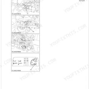 Kubota L4400 tractor identification diagrams showing serial number, engine plate, and hour meter locations.