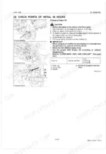 Kubota L4400 engine oil change procedure, drain plug location, oil inlet, dipstick check, and oil capacity table.