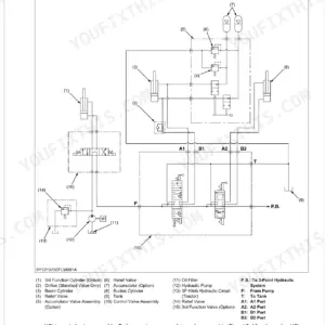 Kubota LA1954AU, LA2254AU hydraulic circuit diagram for the standard type control valve and loader components.