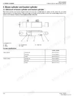 Kubota LA344, LA344S boom and bucket cylinder diagram and cylinder specifications table with rod and stroke dimensions.