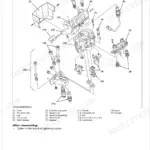 Kubota LM2605 front loader exploded view diagram showing valve assembly, connection kit, spool, and relief valve components.