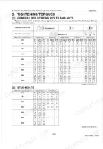 Kubota M100GX, M110GX, M126GX, M128GX, M128GX-FS, M135GX, M135GX-FS tightening torque tables for general screws, bolts, and stud bolts.