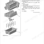 Kubota M7040DT-SU exploded view of engine cylinder block, crankcase 1, crankcase 2, and oil pan components.