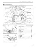 Kubota M7040SUHD operator manual diagram showing foot and hand controls, gear shift levers, and remote control valve locations.