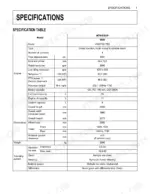 Kubota M7040SUHD tractor specifications table detailing engine, dimensions, weight, and traveling system data.