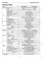 Kubota M7580, M8580, M9580 service manual specifications table for engine, dimensions, weight, and hydraulic systems.