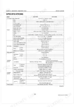 Kubota M8200DNB, M8200SDNB, M8200SDNBC technical specifications table for engine, dimensions, and hydraulic systems.
