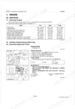 Kubota M8200DNB, M8200SDNB, M8200SDNBC engine torque specs table and oil draining and refilling procedures.